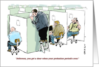 Humorous new employee welcome aboard cartoon card