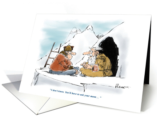 Humorous birthday greeting for your birth mom cartoon card (1345958)