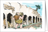 Funny we’ve moved to a new cave notice - 6,000 B. C, cartoon card
