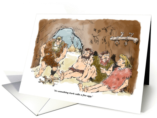 Funny caveman belated Father's Day cartoon card (1353430)