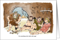 Funny caveman belated Father’s Day cartoon card