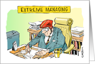 An amusing announcement of a new job cartoon card