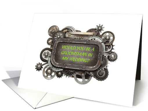 Steampunk invitation to be a Groomsman card (1354994)