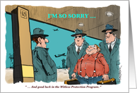 Amusing apology to a woman from a man cartoon card