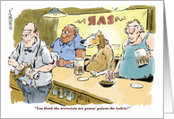 Funny blank doggie and bar conversation about terrorists cartoon card