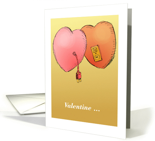 Amusing electrified hearts Valentine sentiment cartoon card (1358682)