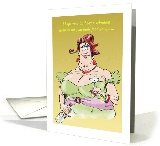 Funny dietary birthday suggestion for a woman cartoon card (1358756)