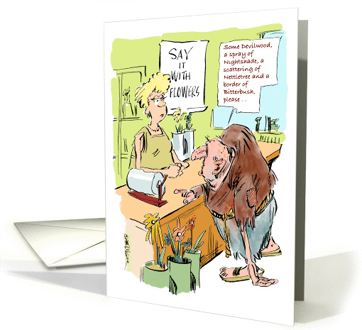 Amusing anti-Valentine flowery message cartoon card (1359272)