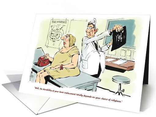 Funny Knee Replacement Feel Better for Church-goer Cartoon card