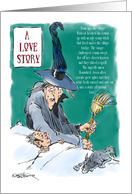 Amusing witchy Halloween love declaration to girlfriend cartoon card