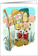 Amusing birthday wish to outdoorsy dad or father cartoon card