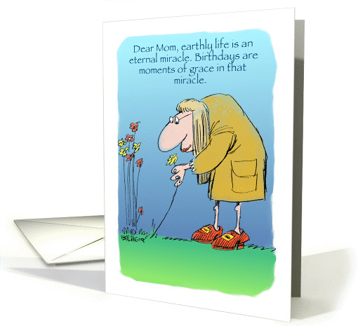 Amusing Happy Birthday to the miracle of Mom cartoon card (1361334)