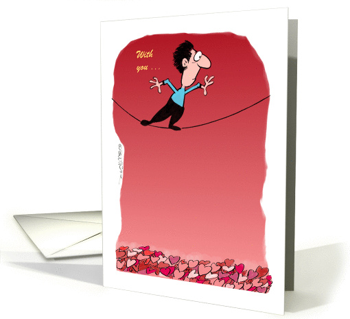 Amusing man to girlfriend happy valentine cartoon card (1364812)