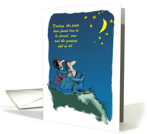Amusing moonlight love to husband note cartoon card (1364820)