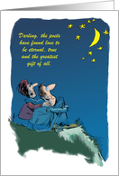 Amusing moonlight love to husband note cartoon card