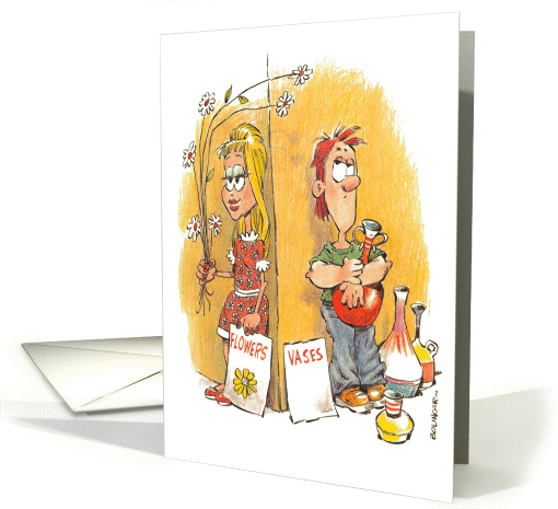 Amusing meet and greet business cartoon card (1365258)