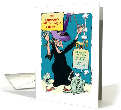 Amusing witch and frog Halloween general greeting from... (1365984)