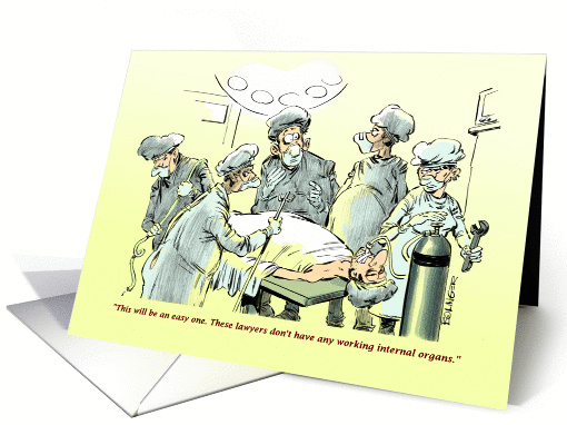 Amusing blank lawyer with no heart cartoon card (1371134)