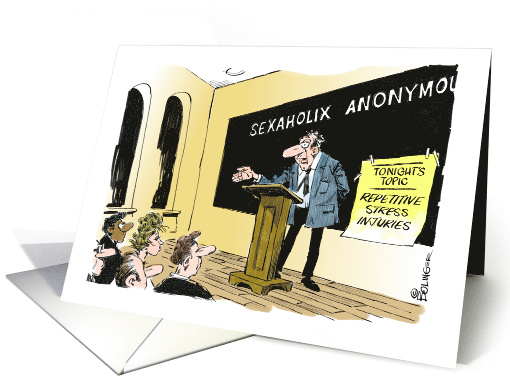 Funny Sexaholics Cartoon All Occasion Blank Card. card (1371270)