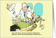 Funny all occasion tick bird dental procedure blank cartoon card