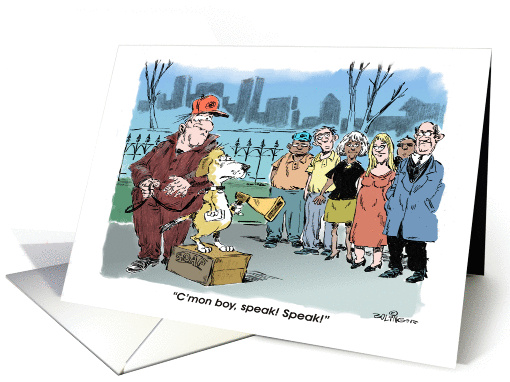 Amusing litter of puppies announcement cartoon card (1372602)