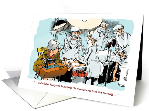 Amusing group get well after surgical reattachment cartoon card