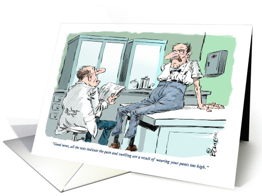 Amusing high pants vasectomy get well wishes cartoon card (1377054)