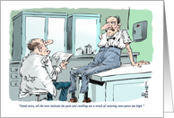 Amusing high pants vasectomy get well wishes cartoon card