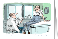 Funny blank medical exam - fashion warning cartoon card