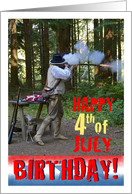 4th of July celebration of birthday with flintlock firing card