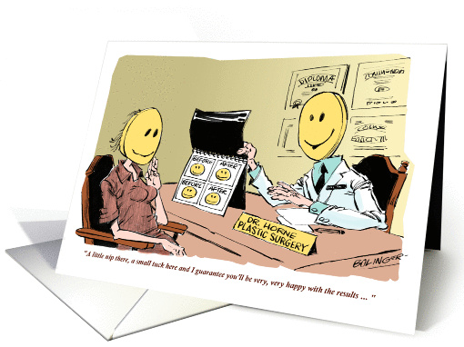Amusing plastic surgery blank cartoon card (1377774)