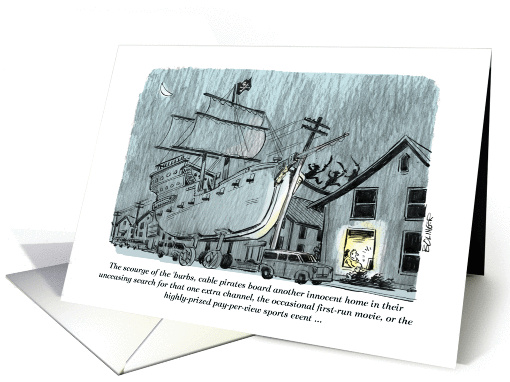 Amusing father's day and cable pirates cartoon card (1382894)