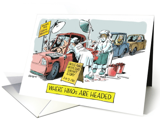 Amusing Doctors' Day holiday group greeting for colleague cartoon card