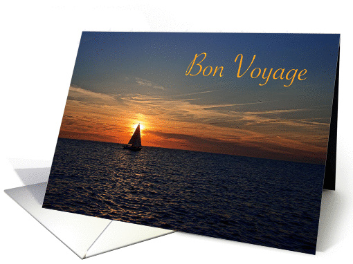 Sailing into the costal sunset Bon Voyage card (1388702)