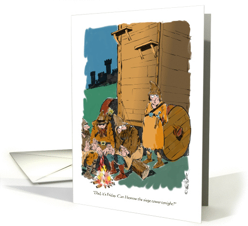 First car congratulations from the middle ages cartoon card (1390334)