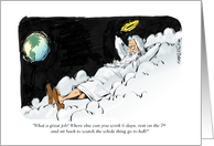 Amusing all occasion blank card cartoon God observing his work card