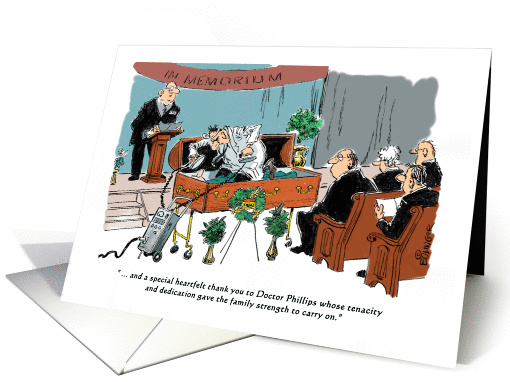 Funny blank all-occasion defibrillator & doctor cartoon card (1399460)