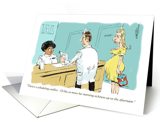Funny single mom baby announcement cartoon card (1402538)
