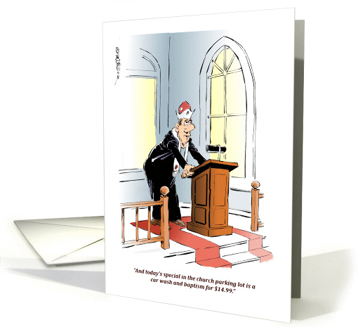 Funny invitation to an adult baptism cartoon card (1403430)