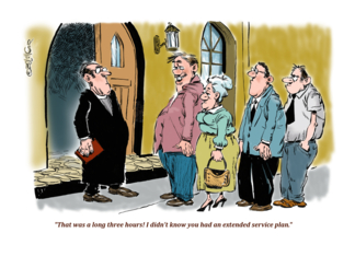 Amusing invitation to an adult baptism cartoon