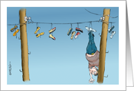 Funny man on a wire blank all occasion cartoon card