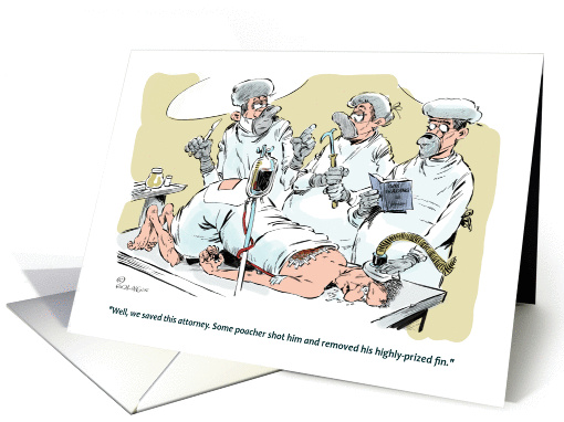 Funny lawyer and finny surgery cartoon - all occasion blank card