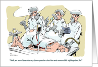 Funny lawyer and finny surgery cartoon - all occasion blank card