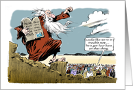 Funny Moses gathering the heathens for instruction cartoon card