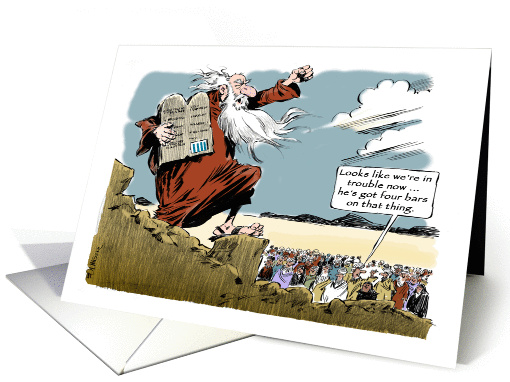 Funny Moses & happy birthday wishes for pastor/priest cartoon card