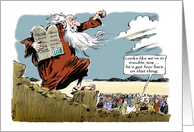 Funny Moses & his phone all occasion blank cartoon card