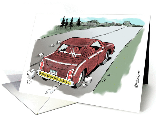Funny blank all occasion lawyer hit & run cartoon card (1407592)