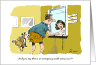 Funny all occasion blank dental and dog bite cartoon card