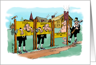 Funny blank any occasion adult pillory punishment cartoon card