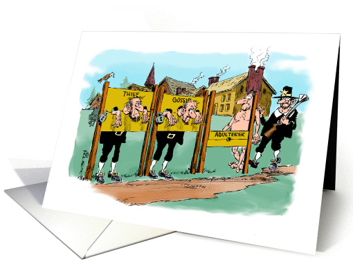 Funny Gross Day (May 24) adult pillory punishment cartoon card